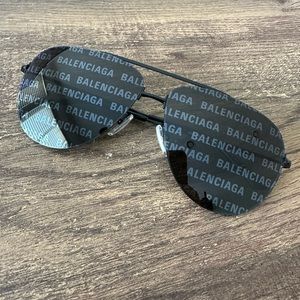 Balenciaga logo black aviator sunglasses
